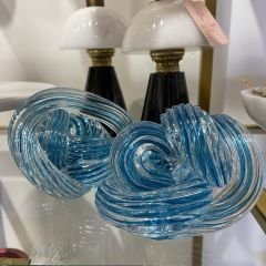 Kristal Cam Örgü Koyu Mavi Çizgili