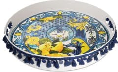 Barok Mavi Melamin Tepsii 40 cm