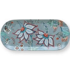 Cake Tray Rectangular Flower Festival Light Blue 33.3x15.5cm