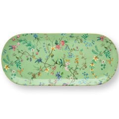 Cake Tray Rectangular Jolie Flowers Green 33.3x15.5cm