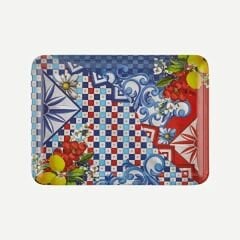 Kırmızı Mavi Melamin Servis Tabağı 17,5x24 cm