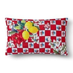 Kırmızı Beyaz Polyester Dekoratif Yastık 35x50 cm