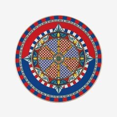 Kırmızı Mavi Porselen Pasta Tabağı 21 cm