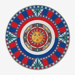 Kırmızı Mavi Porselen Yemek Tabağı 28 cm