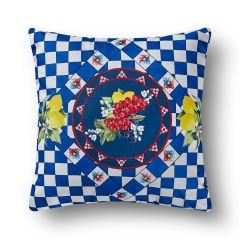 Mavi Beyaz Polyester Dekoratif Yastık 43x43 cm