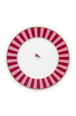 Plate Love Birds Stripes Red-Pink 17cm