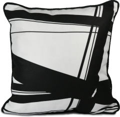 Siyah Beyaz Kadife Dekoratif Yastık 45x45 cm