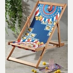 Kırmızı Mavi Ahşap Şezlong 95 cm