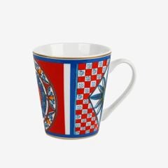 Kırmızı Mavi Porselen Kupa 10 cm