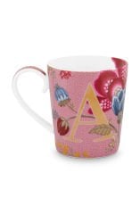 Alphabet Mugs Pembe Porselen A Harfli Kupa 350 ml