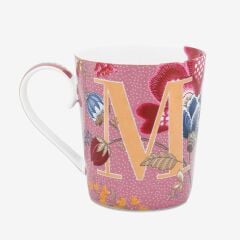 Alphabet Mugs Pembe Porselen M Harfli Kupa 350 ml