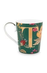 Alphabet Mugs Yeşil Porselen T Harfli Kupa 350 ml