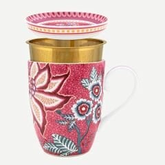 Kırmızı Porselen Süzgeçli Kupa 350 ml