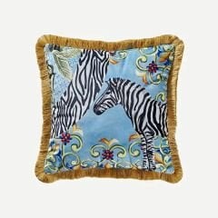 Mavi Kadife Dekoratif Yastık 45x45 cm