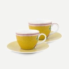 Sarı Porselen Kahve Fincan Seti 120 ml