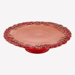 Kırmızı Seramik Kek Standı 36 Cm Camomilla Collection by Edelweiss Italy