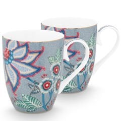 Mavi Porselen Kupa Seti 350 ml