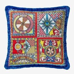 SOLE MIO MAVİ PÜSKÜLLÜ KADİFE YASTIK 60X60 CM