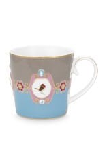 Mug Large Love Birds Medallion Blue Khaki 250ml
