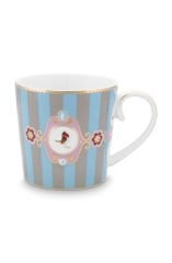 Mug Love Birds Medallion Stripes Blue Khaki 250ml