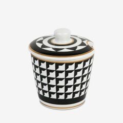 Siyah Beyaz Porselen Şekerlik 10 cm