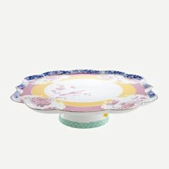 Sarı Pembe Porselen Kek Standı 31x8 cm