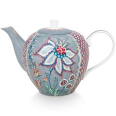 Tea Pot Large Flower Festival Light Blue 1.6ltr