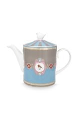 Tea Pot Love Birds Medallion Blue Khaki 1.3ltr