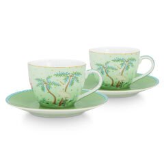 Yeşil Porselen Kahve Fincan Seti 120 ml