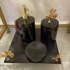 Gyncolu Kare Mermer Banyo Seti Siyah